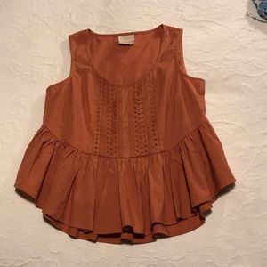 NWOT Anthropologie Pumpkin Peplum Top